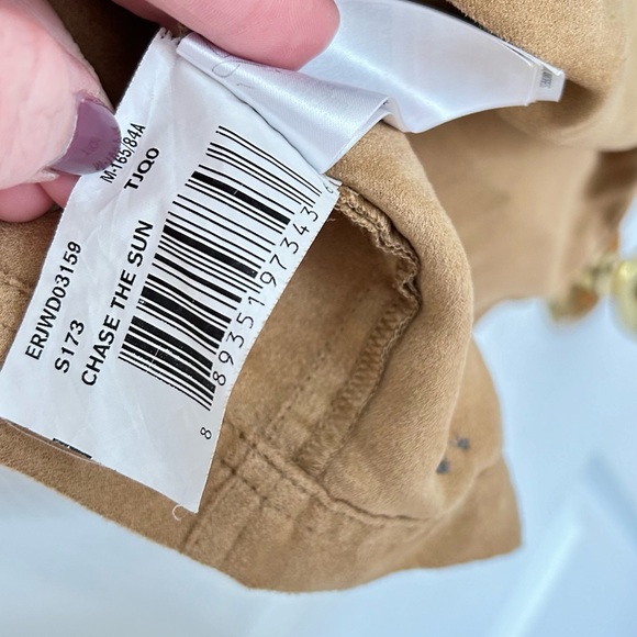 Roxy Chase The Sun Jumper Dress Overalls Size Medium Ultra Suede Tan Festival - Picture 9 of 12